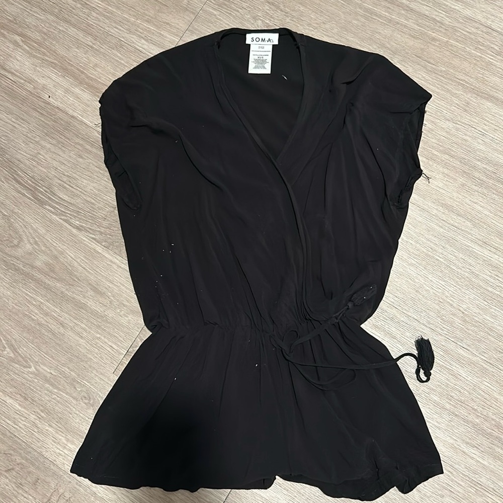 Soma black beach cover romper shorts xs